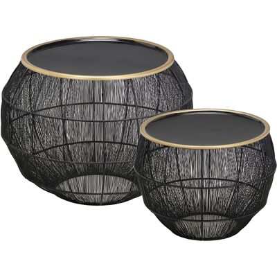 BES LED Set Bijzettafels - Livion Kanka - Rond - 55cm - Zwart - Metaal BES LED Set Bijzettafels - Livion Kanka - Rond - 55cm - Zwart - Metaal