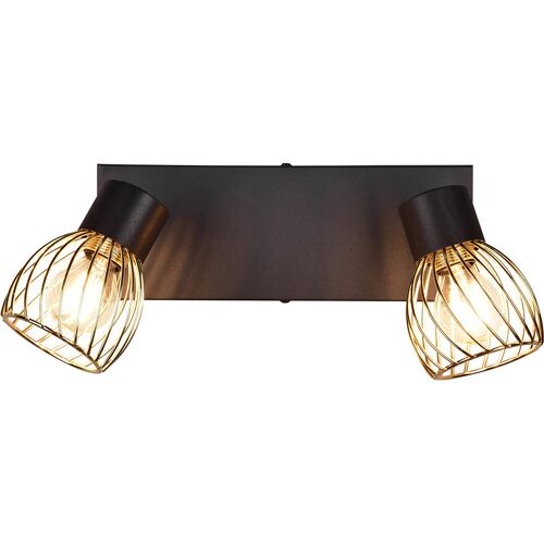 BES LED LED Plafondspot - Plafondverlichting - Trion Ordan - E14 Fitting - 2-lichts - Zwart/Goud