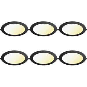 BES LED LED Downlight Inbouwspot Dimbaar 6 Stuks - Brinton Thin - 18W 1800lm 120° Bundelhoek - Aanpasbare Lichtkleur 3000K-4000K-6500K - IP40 - Rond - Zwart - Ø229mm Buitenmaat - Ø205mm Zaagmaat BES LED LED Downlight Inbouwspot Dimbaar 6 Stuks - Brinton Thin - 18W 1800lm 120° Bundelhoek - Aanpasbare Lichtkleur 3000K-4000K-6500K - IP40 - Rond - Zwart - Ø229mm Buitenmaat - Ø205mm Zaagmaat