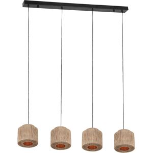 BES LED LED Hanglamp - Hangverlichting - Trion Alisa - E27 Fitting - 4-lichts - Rechthoek - Bruin - Jute BES LED LED Hanglamp - Hangverlichting - Trion Alisa - E27 Fitting - 4-lichts - Rechthoek - Bruin - Jute