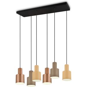 BES LED LED Hanglamp - Trion Agido - E27 Fitting - 6-lichts - Zwart met Multicolor Lampenkap BES LED LED Hanglamp - Trion Agido - E27 Fitting - 6-lichts - Zwart met Multicolor Lampenkap