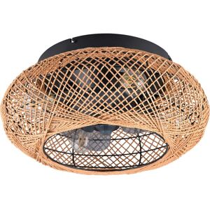 BES LED LED Plafondlamp met Ventilator - Plafondventilator - Trion Lari - E27 fitting - Afstandsbediening - Rond - Bruin - Papier BES LED LED Plafondlamp met Ventilator - Plafondventilator - Trion Lari - E27 fitting - Afstandsbediening - Rond - Bruin - Papier