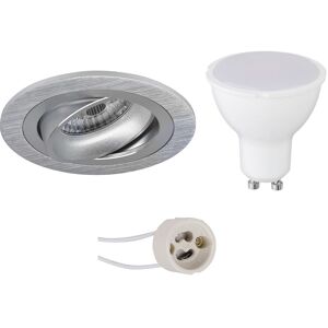 BES LED GU10 Inbouwspot Set - Mat Zilver - Inbouw Rond - Kantelbaar - Pragmi Alpin Pro - 4W - Warm Wit 3000K - Ø92mm BES LED GU10 Inbouwspot Set - Mat Zilver - Inbouw Rond - Kantelbaar - Pragmi Alpin Pro - 4W - Warm Wit 3000K - Ø92mm