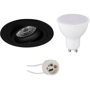 BES LED GU10 Inbouwspot Set - Mat Zwart - Inbouw Rond - Kantelbaar - Pragmi Alpin Pro - 4W - Warm Wit 3000K - Ø92mm BES LED GU10 Inbouwspot Set - Mat Zwart - Inbouw Rond - Kantelbaar - Pragmi Alpin Pro - 4W - Warm Wit 3000K - Ø92mm