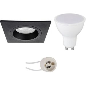 BES LED GU10 Inbouwspot Set - Mat Zwart - Inbouw Vierkant - Pragmi Rodos Pro - 4W - Warm Wit 3000K - 93mm BES LED GU10 Inbouwspot Set - Mat Zwart - Inbouw Vierkant - Pragmi Rodos Pro - 4W - Warm Wit 3000K - 93mm