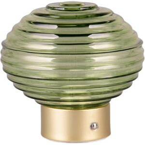 BES LED LED Tafellamp - Trion Rali - 1.5W - Warm Wit 3000K - Oplaadbare batterijen - Ovaal - Mat Messing - Metaal - Groen - Glas BES LED LED Tafellamp - Trion Rali - 1.5W - Warm Wit 3000K - Oplaadbare batterijen - Ovaal - Mat Messing - Metaal - Groen - Glas