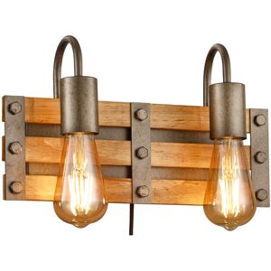 BES LED LED Wandlamp - Wandverlichting - Trion Khon - E27 Fitting - 2-lichts - Rechthoek - Mat Nikkel - Aluminium BES LED LED Wandlamp - Wandverlichting - Trion Khon - E27 Fitting - 2-lichts - Rechthoek - Mat Nikkel - Aluminium