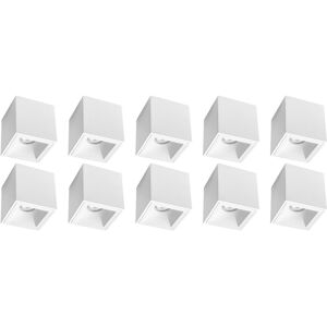 BES LED Opbouwspot 10 Pack - Pragmi Cliron Pro - GU10 Fitting - Opbouw Vierkant - Mat Wit - Aluminium - Verdiept - Ø90mm BES LED Opbouwspot 10 Pack - Pragmi Cliron Pro - GU10 Fitting - Opbouw Vierkant - Mat Wit - Aluminium - Verdiept - Ø90mm