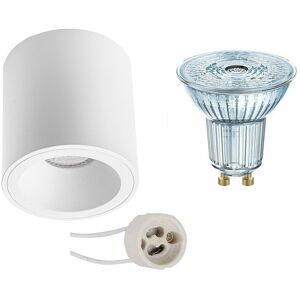 BES LED Opbouwspot Set - LEDVANCE Parathom PAR16 940 36D - Pragmi Cliron Pro - GU10 Fitting - Dimbaar - Opbouw Rond - Mat Wit - 3.4W - Natuurlijk Wit 4000K - Verdiept - Ø90mm BES LED Opbouwspot Set - LEDVANCE Parathom PAR16 940 36D - Pragmi Cliron Pro - GU10 Fitting - Dimbaar - Opbouw Rond - Mat Wit - 3.4W - Natuurlijk Wit 4000K - Verdiept - Ø90mm