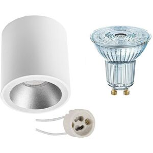 BES LED Opbouwspot Set - LEDVANCE Parathom PAR16 940 36D - Pragmi Cliron Pro - GU10 Fitting - Dimbaar - Opbouw Rond - Mat Wit/Zilver - 3.4W - Natuurlijk Wit 4000K - Verdiept - Ø90mm BES LED Opbouwspot Set - LEDVANCE Parathom PAR16 940 36D - Pragmi Cliron Pro - GU10 Fitting - Dimbaar - Opbouw Rond - Mat Wit/Zilver - 3.4W - Natuurlijk Wit 4000K - Verdiept - Ø90mm