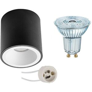 BES LED Opbouwspot Set - LEDVANCE Parathom PAR16 940 36D - Pragmi Cliron Pro - GU10 Fitting - Dimbaar - Opbouw Rond - Mat Zwart/Wit - 3.4W - Natuurlijk Wit 4000K - Verdiept - Ø90mm BES LED Opbouwspot Set - LEDVANCE Parathom PAR16 940 36D - Pragmi Cliron Pro - GU10 Fitting - Dimbaar - Opbouw Rond - Mat Zwart/Wit - 3.4W - Natuurlijk Wit 4000K - Verdiept - Ø90mm
