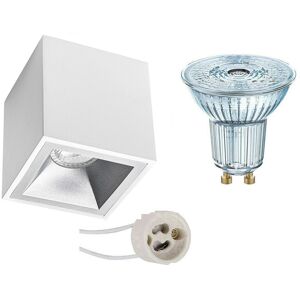 BES LED Opbouwspot Set - LEDVANCE Parathom PAR16 940 36D - Pragmi Cliron Pro - GU10 Fitting - Dimbaar - Opbouw Vierkant - Mat Wit/Zilver - 3.4W - Natuurlijk Wit 4000K - Verdiept - 90mm BES LED Opbouwspot Set - LEDVANCE Parathom PAR16 940 36D - Pragmi Cliron Pro - GU10 Fitting - Dimbaar - Opbouw Vierkant - Mat Wit/Zilver - 3.4W - Natuurlijk Wit 4000K - Verdiept - 90mm