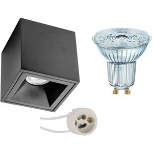 BES LED Opbouwspot Set - LEDVANCE Parathom PAR16 940 36D - Pragmi Cliron Pro - GU10 Fitting - Dimbaar - Opbouw Vierkant - Mat Zwart - 3.4W - Natuurlijk Wit 4000K - Verdiept - 90mm BES LED Opbouwspot Set - LEDVANCE Parathom PAR16 940 36D - Pragmi Cliron Pro - GU10 Fitting - Dimbaar - Opbouw Vierkant - Mat Zwart - 3.4W - Natuurlijk Wit 4000K - Verdiept - 90mm