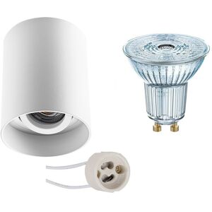 BES LED Opbouwspot Set - LEDVANCE Parathom PAR16 940 36D - Pragmi Luxina Pro - GU10 Fitting - Dimbaar - Opbouw Rond - Mat Wit - 3.4W - Natuurlijk Wit 4000K - Verdiept - Kantelbaar - Ø90mm BES LED Opbouwspot Set - LEDVANCE Parathom PAR16 940 36D - Pragmi Luxina Pro - GU10 Fitting - Dimbaar - Opbouw Rond - Mat Wit - 3.4W - Natuurlijk Wit 4000K - Verdiept - Kantelbaar - Ø90mm