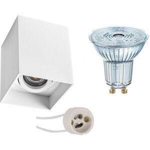 BES LED Opbouwspot Set - LEDVANCE Parathom PAR16 940 36D - Pragmi Luxina Pro - GU10 Fitting - Dimbaar - Opbouw Vierkant - Mat Wit - 3.4W - Natuurlijk Wit 4000K - Verdiept - Kantelbaar - 90mm BES LED Opbouwspot Set - LEDVANCE Parathom PAR16 940 36D - Pragmi Luxina Pro - GU10 Fitting - Dimbaar - Opbouw Vierkant - Mat Wit - 3.4W - Natuurlijk Wit 4000K - Verdiept - Kantelbaar - 90mm