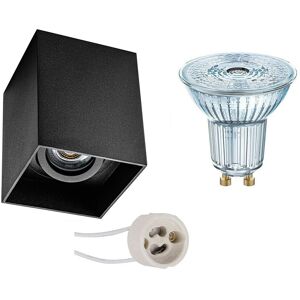 BES LED Opbouwspot Set - LEDVANCE Parathom PAR16 940 36D - Pragmi Luxina Pro - GU10 Fitting - Dimbaar - Opbouw Vierkant - Mat Zwart - 3.4W - Natuurlijk Wit 4000K - Verdiept - Kantelbaar - 90mm BES LED Opbouwspot Set - LEDVANCE Parathom PAR16 940 36D - Pragmi Luxina Pro - GU10 Fitting - Dimbaar - Opbouw Vierkant - Mat Zwart - 3.4W - Natuurlijk Wit 4000K - Verdiept - Kantelbaar - 90mm