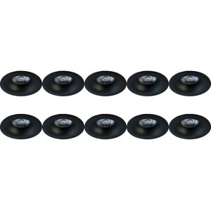 BES LED Spot Armatuur 10 Pack - Pragmi Nora Pro - GU10 Inbouwspot - Rond - Zwart - Aluminium - Ø82mm BES LED Spot Armatuur 10 Pack - Pragmi Nora Pro - GU10 Inbouwspot - Rond - Zwart - Aluminium - Ø82mm