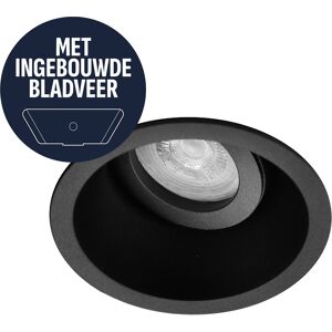 BES LED Spot Armatuur GU10 - Pragmi Summit - GU10 Inbouwspot met Bladveren - Rond - Kantelbaar - Zwart - Aluminium - Ø95mm BES LED Spot Armatuur GU10 - Pragmi Summit - GU10 Inbouwspot met Bladveren - Rond - Kantelbaar - Zwart - Aluminium - Ø95mm