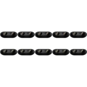 BES LED Spot Armatuur 10 Pack - Pragmi Zano Pro - GU10 Inbouwspot - Ovaal Dubbel - Zwart - Aluminium - Kantelbaar - 185x93mm BES LED Spot Armatuur 10 Pack - Pragmi Zano Pro - GU10 Inbouwspot - Ovaal Dubbel - Zwart - Aluminium - Kantelbaar - 185x93mm