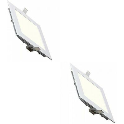 BES LED LED Downlight Slim 2 Pack - Inbouw Vierkant 18W - Natuurlijk Wit 4200K - Mat Wit Aluminium - 225mm BES LED LED Downlight Slim 2 Pack - Inbouw Vierkant 18W - Natuurlijk Wit 4200K - Mat Wit Aluminium - 225mm