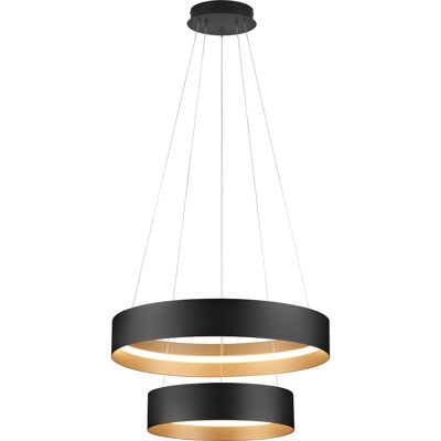 LED Hanglamp - Musterring Loop - 1 Lichtpunt van 55 Watt - Rond - Dimbaar - Aanpasbare Lichtkleur - Hoogte Aanpasbaar - Geheugenfunctie - Nachtlamp - Zwart/Goud - Metaal LED Hanglamp - Musterring Loop - 1 Lichtpunt van 55 Watt - Rond - Dimbaar - Aanpasbare Lichtkleur - Hoogte Aanpasbaar - Geheugenfunctie - Nachtlamp - Zwart/Goud - Metaal