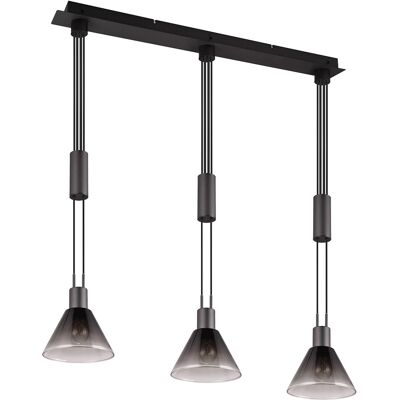 BES LED LED Hanglamp - Trion Stey - E27 Fitting - 3-lichts - Rond - Mat Zwart - Metaal - Glas BES LED LED Hanglamp - Trion Stey - E27 Fitting - 3-lichts - Rond - Mat Zwart - Metaal - Glas