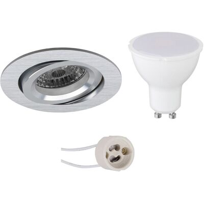 BES LED GU10 Inbouwspot Set - Mat Zilver - Inbouw Rond - Kantelbaar - Pragmi Aerony Pro - 4W - Warm Wit 3000K - Ø82mm BES LED GU10 Inbouwspot Set - Mat Zilver - Inbouw Rond - Kantelbaar - Pragmi Aerony Pro - 4W - Warm Wit 3000K - Ø82mm
