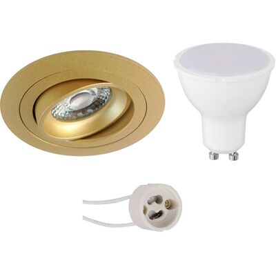 BES LED GU10 Inbouwspot Set - Mat Goud - Inbouw Rond - Kantelbaar - Pragmi Alpin Pro - 4W - Warm Wit 3000K - Ø92mm BES LED GU10 Inbouwspot Set - Mat Goud - Inbouw Rond - Kantelbaar - Pragmi Alpin Pro - 4W - Warm Wit 3000K - Ø92mm