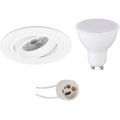 BES LED GU10 Inbouwspot Set - Mat Wit - Inbouw Rond - Kantelbaar - Pragmi Alpin Pro - 4W - Warm Wit 3000K - Ø92mm BES LED GU10 Inbouwspot Set - Mat Wit - Inbouw Rond - Kantelbaar - Pragmi Alpin Pro - 4W - Warm Wit 3000K - Ø92mm