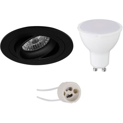 BES LED GU10 Inbouwspot Set - Mat Zwart - Inbouw Rond - Kantelbaar - Pragmi Alpin Pro - 4W - Warm Wit 3000K - Ø92mm BES LED GU10 Inbouwspot Set - Mat Zwart - Inbouw Rond - Kantelbaar - Pragmi Alpin Pro - 4W - Warm Wit 3000K - Ø92mm