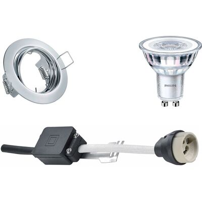 BES LED GU10 Inbouwspot Set - Glans Chroom - Inbouw Rond - Kantelbaar - Philips - CorePro 840 36D - 4.6W - Natuurlijk Wit 4000K - Ø83mm BES LED GU10 Inbouwspot Set - Glans Chroom - Inbouw Rond - Kantelbaar - Philips - CorePro 840 36D - 4.6W - Natuurlijk Wit 4000K - Ø83mm