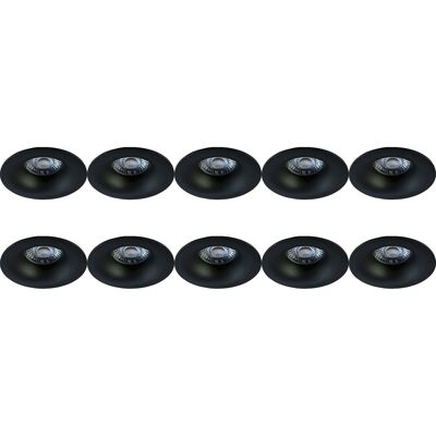 BES LED Spot Armatuur 10 Pack - Pragmi Nora Pro - GU10 Inbouwspot - Rond - Zwart - Aluminium - Ø82mm BES LED Spot Armatuur 10 Pack - Pragmi Nora Pro - GU10 Inbouwspot - Rond - Zwart - Aluminium - Ø82mm