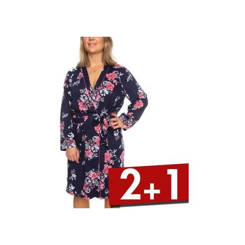 Damella Navy Flower Wrap Around Robe