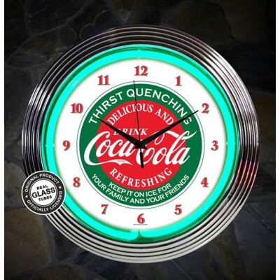 Coca-Cola Evergreen Thirst Quenching Neonklok 38 cm Coca-Cola Evergreen Thirst Quenching Neonklok 38 cm