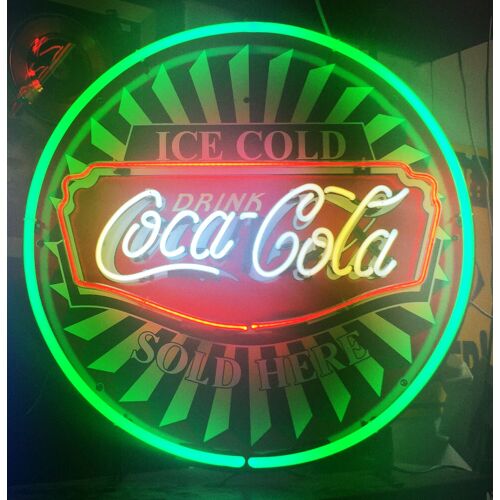 Coca-Cola Sold Here Neon Met Achterplaat 60 x 60 cm