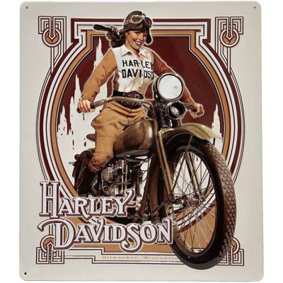 Harley-Davidson Nouveau Babe Metalen Bord - 33 x 38cm LAATSTE STUKS Harley-Davidson Nouveau Babe Metalen Bord - 33 x 38cm LAATSTE STUKS