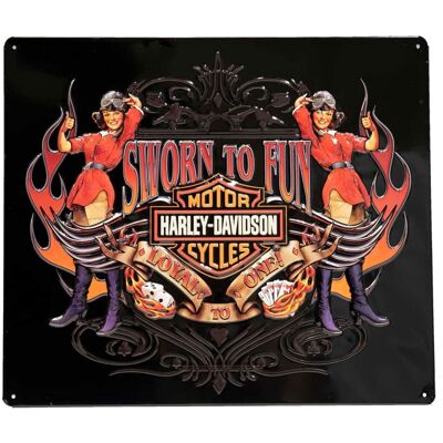 Harley-Davidson Sworn To Fun Babes Metalen Bord - 38 x 33cm LAATSTE STUKS 18% korting Harley-Davidson Sworn To Fun Babes Metalen Bord - 38 x 33cm LAATSTE STUKS 18% korting