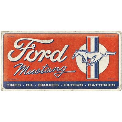 Metalen Bord 25 x 50cm Ford Mustang - Horse & Stripes Logo Red Metalen Bord 25 x 50cm Ford Mustang - Horse & Stripes Logo Red