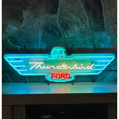 Ford Thunderbird Logo Neon Verlichting 101 x 34 cm - Turquoise, Wit, Rood Ford Thunderbird Logo Neon Verlichting 101 x 34 cm - Turquoise, Wit, Rood