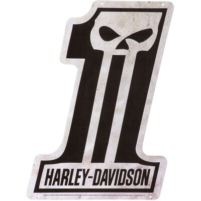 Harley-Davidson #1 Schedel Tinnen Bord Met Reliëf - 46 x 32 cm Harley-Davidson #1 Schedel Tinnen Bord Met Reliëf - 46 x 32 cm