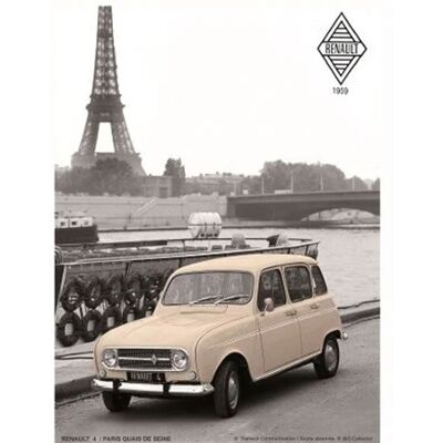 Metaal Bord 30x40 cm Rel Renault R4 Paris - LAATSTE KANS Metaal Bord 30x40 cm Rel Renault R4 Paris - LAATSTE KANS