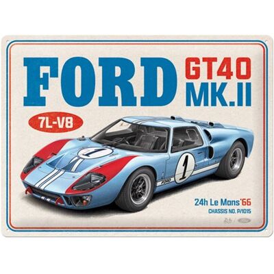Metalen Bord 30 x 40 cm Ford - GT40 24H Le Mans 1966 Metalen Bord 30 x 40 cm Ford - GT40 24H Le Mans 1966
