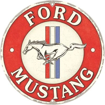 Rond Metaal Bord 35cm Ford Mustang - 3 Stripes Red Rond Metaal Bord 35cm Ford Mustang - 3 Stripes Red