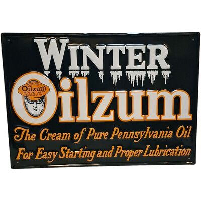 Fiftiesstore Winter Oilzum Stalen Bord Met relief - 50 x 35cm Fiftiesstore Winter Oilzum Stalen Bord Met relief - 50 x 35cm