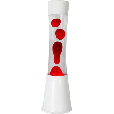 Fisura Lava Lamp Tower - Witte Basis Met Transparante Vloeistof En Rode Lava Fisura Lava Lamp Tower - Witte Basis Met Transparante Vloeistof En Rode Lava