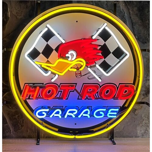 Fiftiesstore Hot Rod Garage Neon Verlichting - Met Achterplaat - 65 x 65 cm