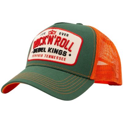 King Kerosin Rock 'N' Roll Rebel Kings Trucker Pet Groen & Oranje King Kerosin Rock 'N' Roll Rebel Kings Trucker Pet Groen & Oranje