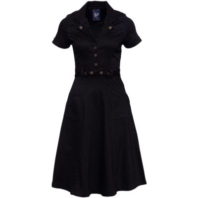 Queen Kerosin Workwear Swing Dress Black-M 21% korting Queen Kerosin Workwear Swing Dress Black-M 21% korting