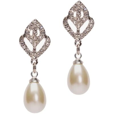 Luxury Vintage Pearl Drop Oorbellen Diamant Zilver Luxury Vintage Pearl Drop Oorbellen Diamant Zilver