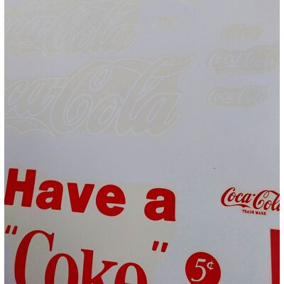 Coca-Cola Water Transfers Voor Vending Machines (met rode decals, 1 vel) Coca-Cola Water Transfers Voor Vending Machines (met rode decals, 1 vel)